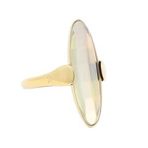 Calvin Klein Continuity Slim Oval‎ Faceted Yellow Glass Stone Ring Size 9 NWT
